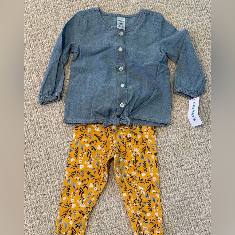 Carters Two Piece Set Chambray 12M
